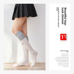 Knee High over-the-Knee Socks Womens Spring & Fall Thigh Knee Length Socks Black Slim Looking with Boots JK Long Boots Knee Knee High Long Socks