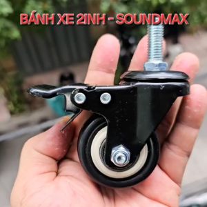 Bánh xe 2inch ( 50mm) nhựa PVC cọc M10 đẩy hàng tủ máy có bạc đạn và khóa SOUNDMAX cao cấp.