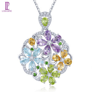 Lohaspie Jewelry Real 4.8 Carats Silver Pendant 925 Original Natural Peridot Pendant Peridot Stone Original Birthstone Peridot 925 Silver Pendant Women 925 Silver Jewelry