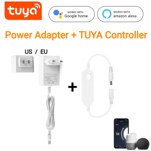 TUYA WiFi LED Controller For Single Color With DC12V/24V 2A/3A Power Adapter EU US Alexa Echo Google Assistant APP Voice Control