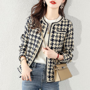 Autumn Designer Elegant Style Blended Wool Short Jacket