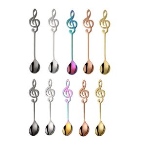 【On Sale】Creative Note Tea Coffee Mixing Spoon Round Shape Stainless Steel Dessert Ice Cream Fruit Spoon Teaspoons