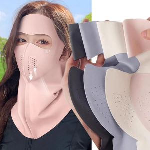Summer Cool Ice Silk Full Face Sunscreen Mask 3D Breathable Neck Scarf UV Protection Mask Cycling Neck Protection Sunshade Mask