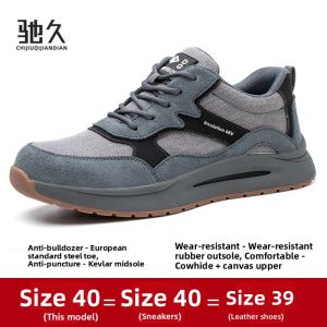 Lightweight Leather Mens Electrical Insulation Anti-crush Anti-puncture Steel Toe Anti-odor Safety Shoes