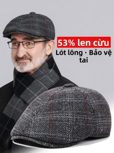 BINGGU | Winter Warm Earmuff Wool Cap for Elderly Men