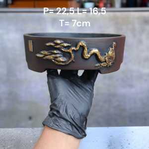 Pot Semen Oval Motif Karakter Unik Cokelat Pot Tanaman Hias Bonsai Sukulen