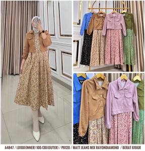 PROMO BIG SALE!! 2in1 Midi Outer Jeans Import Baju Set Cardi Wanita Kekinian COD YRSTORE23