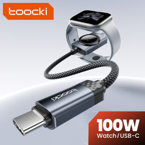 Toocki 100W Type C To Type C Cable Fast Charging 2-in-1 Magnetic Watch Cable For iPhone 17 16 Samsung S25 2.5W For iWatch Series