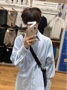 Boys and Teenagers Wear Stripes Shirt Japanese-Style Retro Teenagers Loose Casual Blue Long Sleeve Shirt Coat