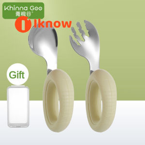 Tôi Biết Muỗng ăn cho bé tự trị của bé con một tuổi học tập ăn tay cầm ngắn của thực phẩm bổ sung bé 316 thìa dĩa Inox