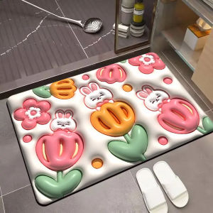 VIKAMA 3D Stereoscopic Vision Fruit Printed Bathroom Mat Non Slip Absorbent Quick Drying Bath Mat for Bathroom Shower Room