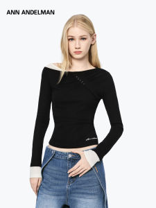 ANN ANDELMAN | Two-tone Layered Off-shoulder Long-sleeved Top