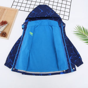 Boys Three-in-One Detachable Cotton Jacket Windproof Autumn Winter Clothes Casual Style Polyester Fiber Filled Coat for 3-14 Years Old Kids