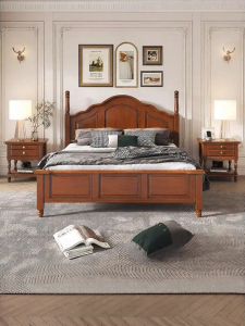 Full Solid Wood Bed Retro American Style 1.8m
