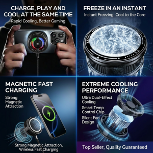 MEMO CX19 Magnetic Phones Cooler 15W Magnetic Wireless Charger Semiconductor Phone Fast Cooling Fan Back-Clip 2 in 1 Game Cooler