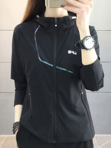 Sporty Summer Windbreaker Womens Elastic Breathable Loose Running Casual Hoodie Outdoor Sunscreen Jacket Trendy Polyester Fiber