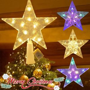 Colorful Glowing LED Five-pointed Star Night Lamp / Sparkling Night Lights / Battery Powered Fairy Pentagram Light Christmas Tree Topper Decoration