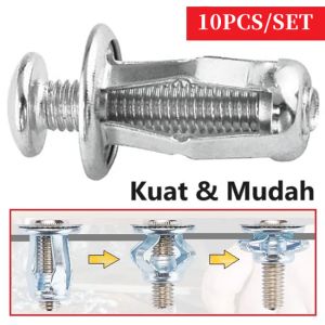 Baut Jack Nut 10Pcs Set Rivet Plat Metal Mur Baut Drat Sekrup Fisher M4-M6