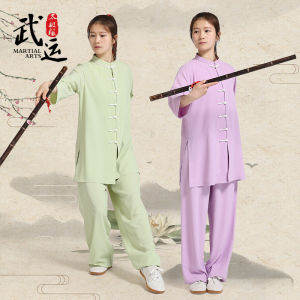 Quần Áo Thi Đấu Tai Chi Cho Nữ Mùa Hè Mỏng Tay Giữa Phong Cách Mới 2025 Quần Áo Biểu Diễn Nghệ Thuật Cổ Truyền Quần Áo Tập Luyện