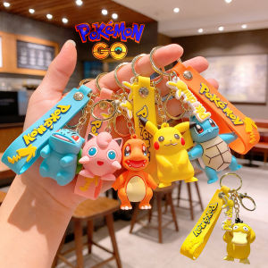 Takara Tomy | Pokemon Keychain Pikachu Anime Action Figure Toy Kawaii Cartoon Fashion Charmander Psyduck Doll Keyring Car Bag Widget Kid Gift