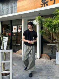 ROORNLSH American Style Washed out Loose Couple Mens And Womens Casual Pants Long Trousers Workwear Cotton Youth Active Style