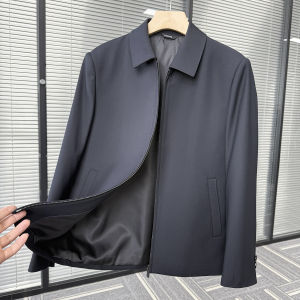 แจ็คเก็ตคอปกพับสีพื้นสำหรับผู้ชาย แฟชั่นฤดูใบไม้ผลิ แจ็คเก็ตผู้ชายสไตล์การเมืองแบบเรียบง่ายและหรูหรา