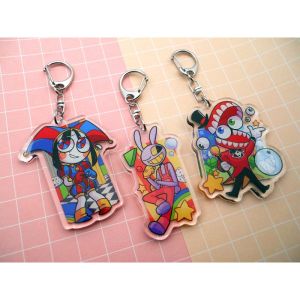 Bandai | Pomni Jax and Caine Acrylic Charm Keychains The Amazing Digital Circus Original Acrylic Handmade Cute Cartoon Anime Pendant Toy