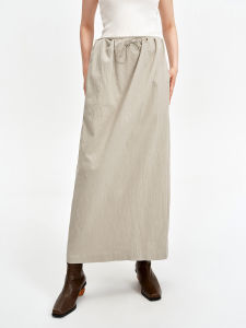 Light Outdoor Style High Waist Slimming Pleated Drawstring Skirt