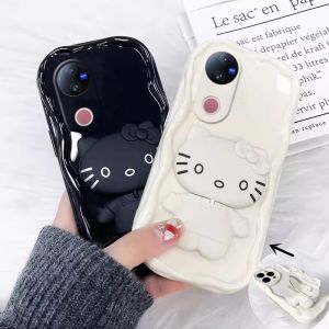 Phone Case VIVO V50 Y04 Y29s Y29 Y39 5G 4G Soft Casing with Cartoon Mirror Stand Lens Protection Shockproof Back Cover 2025
