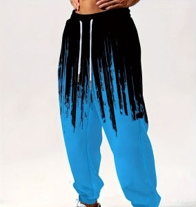 2026 Hot Selling Fashionable and Cool Splashed Ink Pattern Mens Casual Elastic 3D Printed Loose Outdoor Pants in Large Size