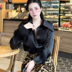 Quần ống rộng lụa trượt in họa tiết báo retro cho nữ chân váy beo lụa thiết kế mỏng mùa hè mặc thoáng mát