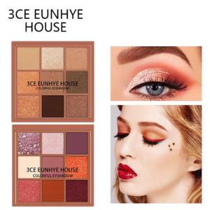 （Free Beauty Tools）3CE EUNHYE HOUSE 9-Colors Eyeshadow Palette Matte Glitter Pearly Lasting  Eyeshadow Palette