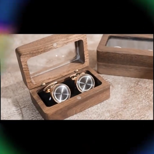 Pepejal kayu hitam Walnut tetingkap indah manset kotak Cuff perancis manset Set kotak pembungkusan hadiah kotak aksesori aksesori lelaki