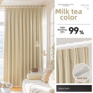 Blackout Sun Protection Hanging Curtain Modern Simplicity Style Bedroom Bay Window Light Blocking Polyester No Punching Installation