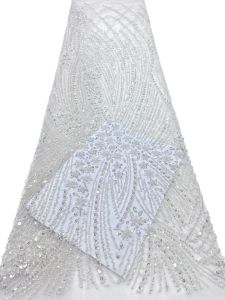 OLEVO | Handmade beaded Embroidery Tulle LaceFull pearls Sequin laceunique For Sewing Newest Women Wedding Dress AT2847