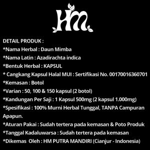 Herbal Murni - DAUN MIMBA Isi 50 100 150 Kapsul daun mimba embo murni alami original tunggal