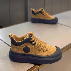 Retro Brown Mens Martin Boots Mid-Calf Casual Sports Shoes Teenagers 2025 New Style High-Top Board Shoes Wear-Resistant Rubber Sole