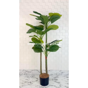 Pohon Hias Imitasi Daun Apel T100 Latex Artificial Pot Dasar Hitam Dekorasi Ruang Tamu Aesthetic