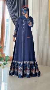 AZWA DRESS GAMIS NAVY REMPEL