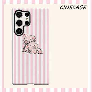 Pink Stripe Piglet For Samsung Galaxy S26 S25 S24 A56 A36 Dual Layer Luxury Fashion Full Lens Protective Case