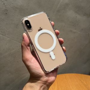 Attractive Acrylic Magnetic Wireless Charging Phone Case for iPhone X/XS Transparent Protective Cover Simple Design Suitable for Men And Women