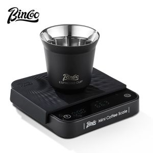 BINCOO Espresso Measuring Cups with Scale Stainless Steel Small Milk Jar Double Ounce Cups with Electronic Weighing Set 80ML