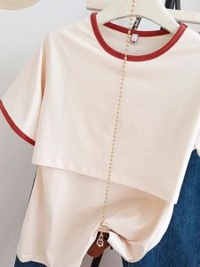 May Short Sleeve Nursing Wear Bottoming Shirt Nursing Clothing Tide Mom Postpartum Breastfeeding Clothes June Outer Wear Tops T-shirt