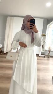 HAYNA Alleia Dress (Grey) - Dress Kondangan Busui Friendly Gamis Wanita Muslim