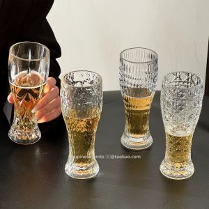 แก้วเบียร์แก้วน้ำเงินแก้วแก้วสตั๊ดแก้วดื่มน้ำความจุขนาดใหญ่ระดับไฮเอนด์แก้วเบียร์ทรงเกลือ