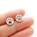 4Pairs/Lot Lovely Stainless Steel Dog Paw Stud Earrings for Women Everyday Jewelry Fashion Animal Cat Footprint Earing Accessory. 