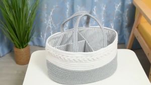 Baby Diaper Caddy Organizer Bag Woven Cotton Diaper Bag Hand-held Diaper Bag Organizer Portable Storage Bag Basket