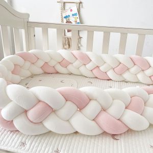 Braided Crib Bumper Cotton Knot Pillow Crib Protector Baby Decoration Room 4 Knotted 1M/2M/3M Baby Bed Bumper
