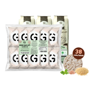 Bánh gạo lứt Hữu cơ GUfoods - Thành phần gạo lứt organic Không đường Không chiên dầu Lành mạnh Phù hợp Eat clean Ăn vặt healthy Thực dưỡng Tập gym Thuần chay