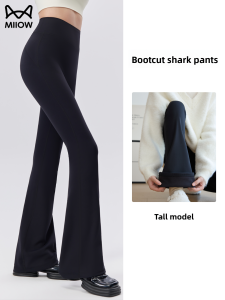 Miiow | Womens Winter High Waist Thickened Tummy Control Shaping Elastic Flared Shark Pants